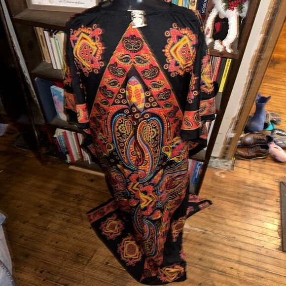 Gypsy Blu orange paisley flowy vacationcore boho kaftan - Picture 6 of 7